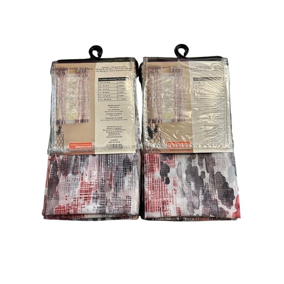 2 Mainstays 63-Inch Sheer Rod Pocket Panel Curtains Coral Gray multicolor - Picture 2 of 2